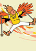 cartoon of man with wings and ski poles
